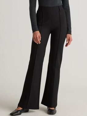 Quince Ultra-Stretch Ponte Flare Leg Pants in black size large inseam 32